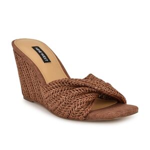 Nine West Nikhil Twist Wedge Brown Woven Women's Sandal Size 9